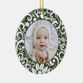 1e Kerstmis Bos Groene Foto Elegant Feestelijk Keramisch Ornament (Rechts)