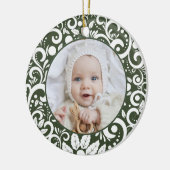 1e Kerstmis Bos Groene Foto Elegant Feestelijk Keramisch Ornament (Links)