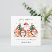 1e kerstmis bosdieren kerstkaart (Staand voorkant)