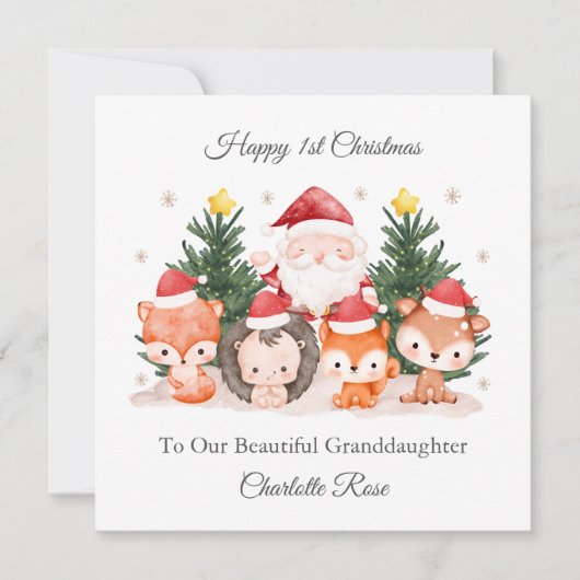 1e kerstmis bosdieren kerstkaart (Voorkant)