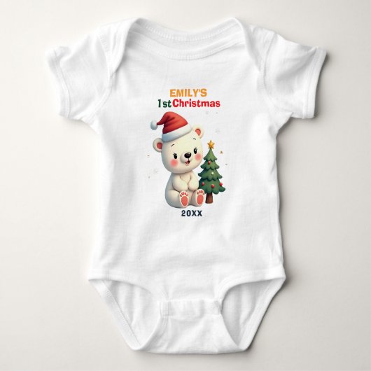 1e Kerstmis, eigen tekst, Beer-y Merry romper (Voorkant)