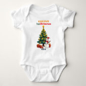1e Kerstmis, eigen tekst, Frosty & Fir Delight Romper (Voorkant)