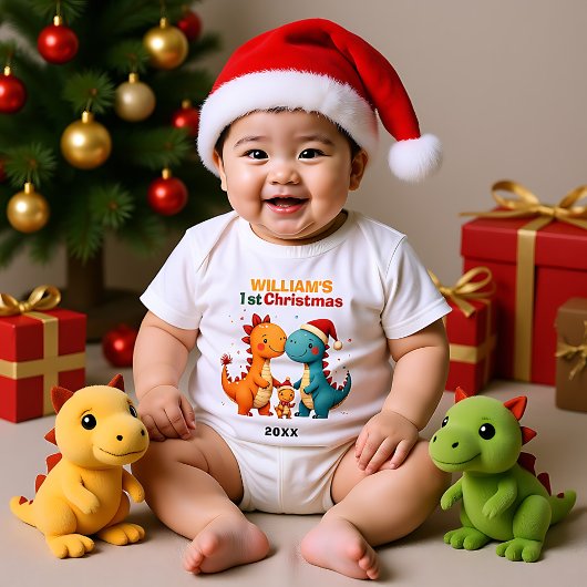 1e kerstmis, eigen tekst, vrolijk Hatchmas Trio Romper