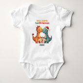 1e kerstmis, eigen tekst, vrolijk Hatchmas Trio Romper (Voorkant)