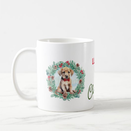 1e Kerstmis Geel Lab Labrador Retriever Hond Koffiemok (Links)
