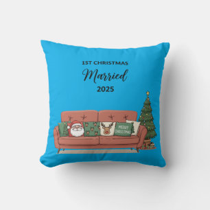 1e Kerstmis Getrouwd 2025   Cute Cozy Couch Nieuwg Kussen