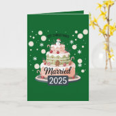 1e kerstmis getrouwd 2025 | Feestelijke kerstcake Kaart (Gele Bloem)