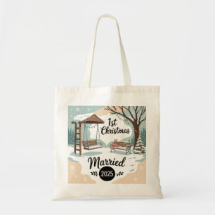 1e Kerstmis Getrouwd 2025   Rustisch Winterlandsch Tote Bag