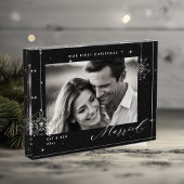 1e Kerstmis Getrouwd Black Sparkles Modern Gift Fotoblokken