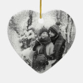 1e Kerstmis Getrouwd Mr. Mrs. Simple Heart Foto Keramisch Ornament (Achterkant)
