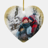 1e Kerstmis Getrouwd Mr. Mrs. Simple Heart Foto Keramisch Ornament (Achterkant)