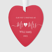 1e Kerstmis Getrouwd Mr. Mrs. Simple Heart Foto Ornament (voorkant)
