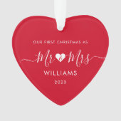1e Kerstmis Getrouwd Mr. Mrs. Simple Heart Foto Ornament (voorkant)
