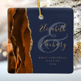 1e Kerstmis Getrouwd Verbrand Sinaasappel Agaat Na Keramisch Ornament