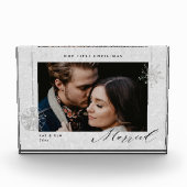 1e Kerstmis Getrouwd Witte Sparkles Modern Gift Fotoblokken (Voorkant)