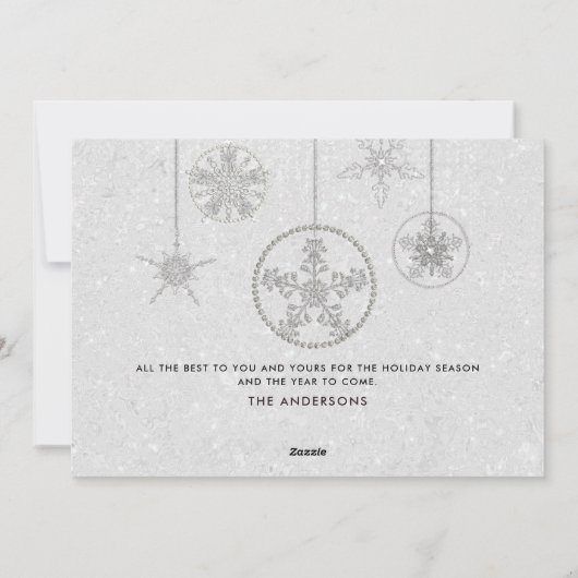 1e Kerstmis Getrouwd Witte Sparkles Moderne Foto Feestdagenkaart (Achterkant)