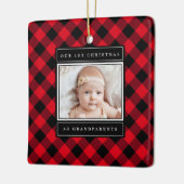 1e Kerstmis Grootouders Red Buffalo Plaid Foto Keramisch Ornament (Links)