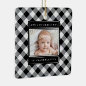 1e Kerstmis Grootouders Zwart Wit Plaid Foto Keramisch Ornament (Rechts)