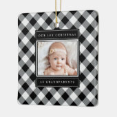 1e Kerstmis Grootouders Zwart Wit Plaid Foto Keramisch Ornament (Links)