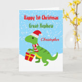 1e Kerstmis Grote Nephew Dinosaurus T Rex Kaart (Gele Bloem)