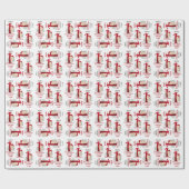 1e Kerstmis Herten Naam Santa Hoed Rood Nummer Een Cadeaupapier (Vlak)