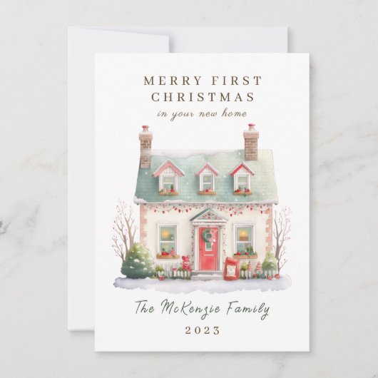 1e Kerstmis in New Home Feestdagenkaart (Voorkant)