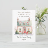 1e Kerstmis in New Home Feestdagenkaart (Staand voorkant)