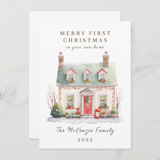 1e Kerstmis in New Home Feestdagenkaart (Voorkant / Achterkant)