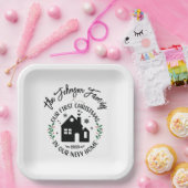 1e Kerstmis in Nieuw Huis Gepersonaliseerde Kerstm Papieren Bordje (Feest)