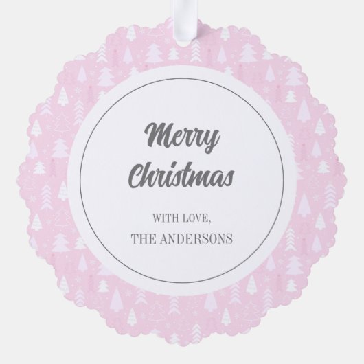 1e Kerstmis Meisje Roze Fotopapier Ornament Kaart (Achterkant)