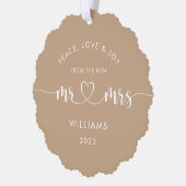 1e Kerstmis Meneer en mevrouw Elegante Foto Ornament Kaart (Links)