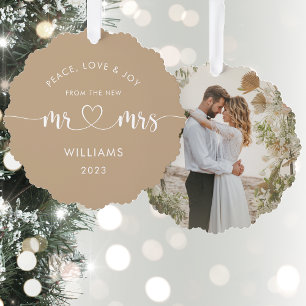 1e Kerstmis Meneer en mevrouw Elegante Foto Ornament Kaart