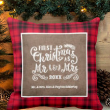 1e Kerstmis Mijnheer Mevrouw Foto Jute Plaid