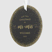 1e Kerstmis Mr en Mrs Gold Glitter Krans Foto Ornament (voorkant)