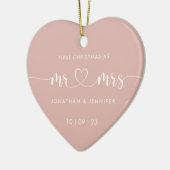1e Kerstmis Mr en Mrs Wedding Foto Keramisch Ornament (Links)