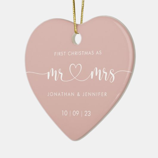 1e Kerstmis Mr en Mrs Wedding Foto Keramisch Ornament (Links)