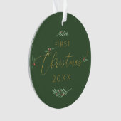 1e Kerstmis Mr. + Mrs Gold Monogram Typografie Ornament (voorkant)