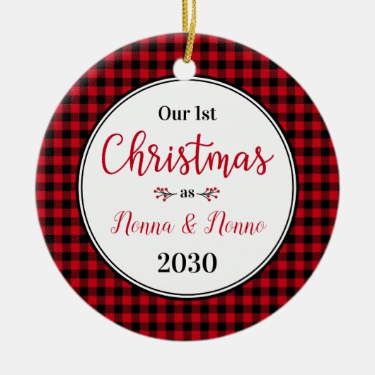 1e Kerstmis Nonna Nonno Foto Keramisch Ornament (Voorkant)