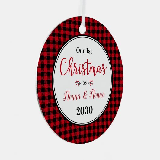 1e Kerstmis Nonna Nonno Foto Metalen Ornament (Voorkant Rechts)