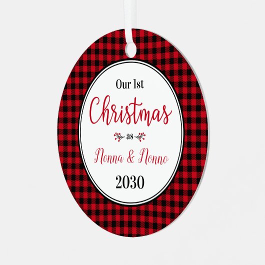 1e Kerstmis Nonna Nonno Foto Metalen Ornament (Voorkant links)