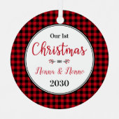 1e Kerstmis Nonna Nonno Foto Metalen Ornament (Voorkant)