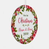 1e Kerstmis Nonna Nonno Foto Metalen Ornament (Voorkant Rechts)