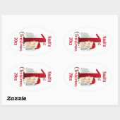 1e Kerstmis Schattige Herten Santa Hoed Baby Boy Ovale Sticker (Vel)