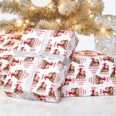 1e Kerstmis Teddy Bear Naam Tekst Kerstboom Cadeaupapier
