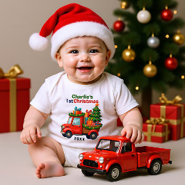 1e kerstmis, tekst met koe, Kerstboom vervoeren &  Romper