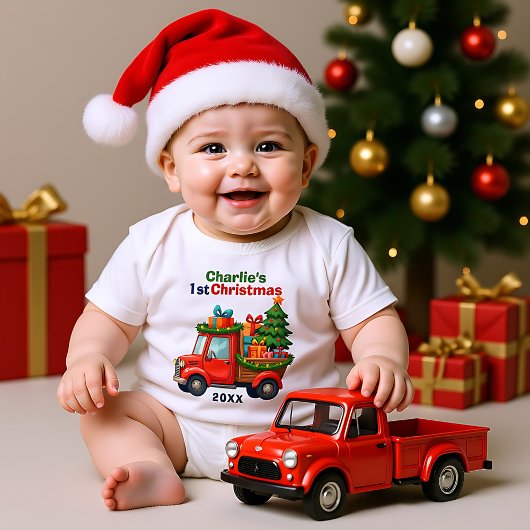 1e kerstmis, tekst met koe, Kerstboom vervoeren & Romper