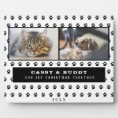 1e Kerstmis Together Cat Dog Paw 2 Foto Fotoplaat (Voorkant)