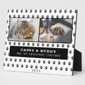 1e Kerstmis Together Cat Dog Paw 2 Foto Fotoplaat (Zijkant)