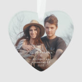 1e Kerstmis Verloofd Minimaal Uniek 4 Foto Hart Ornament (achterkant)