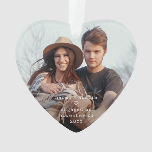 1e Kerstmis Verloofd Minimaal Uniek 4 Foto Hart Ornament (achterkant)